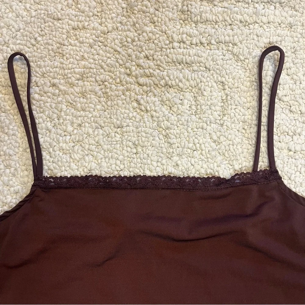 Fashion Bug Y2K lace trim tank size 18/20W chocolate brown layering piece - Picture 2 of 6